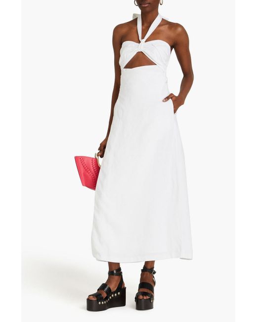 Mara Hoffman White Paula Cutout Tm-blend Halterneck Midi Wrap Dress