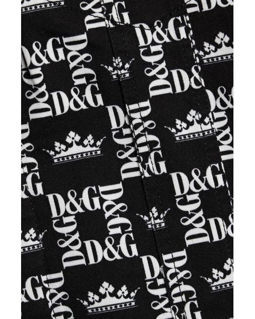 Dolce & Gabbana Black Logo-print Cotton-blend Twill Jacket for men