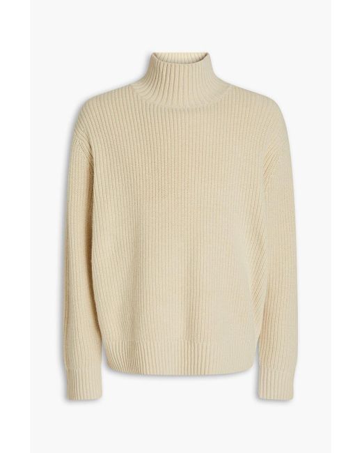 FRAME Ribbed Wool Turtleneck Sweater in Natural for Men | Lyst