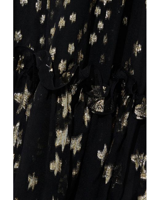 LoveShackFancy Black Ronny One-shoulder Metallic Fil Coupé Silk-blend Crepon Maxi Dress