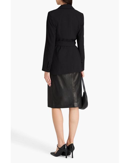 Veronica Beard Black Ryanne Belted Twill Blazer