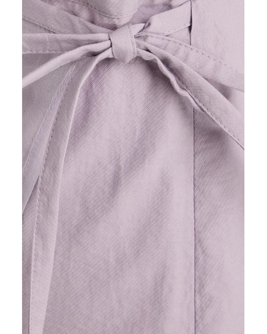 Brunello Cucinelli Purple Organza-paneled Cotton-blend Twill Midi Wrap Skirt