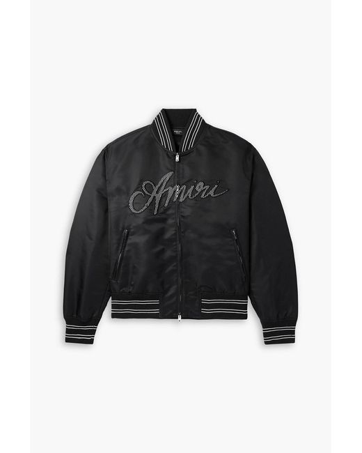 Amiri Black Logo-Appliquéd Padded Shell Bomber Jacket for men