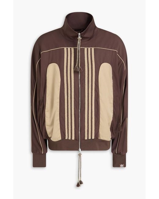 Adidas Brown Shell-Trimmed Jersey Track Jacket for men