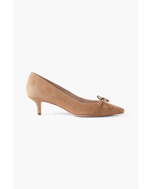 Porte & Paire White Pumps aus veloursleder mit lederbesatz