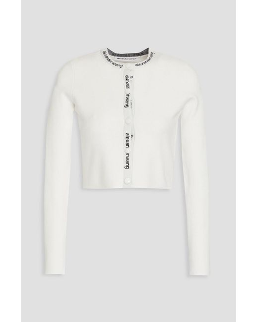T By Alexander Wang Blue Cropped Stretch-knit Cardigan
