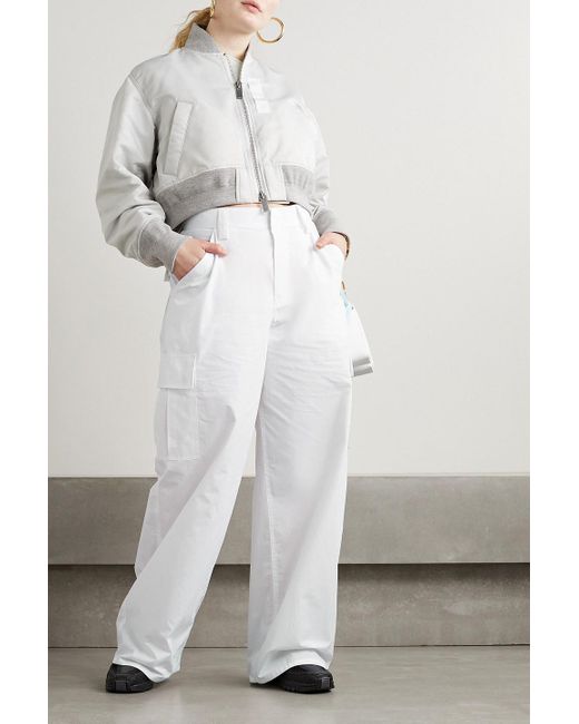 T By Alexander Wang White Cargohose mit weitem bein aus baumwollpopeline