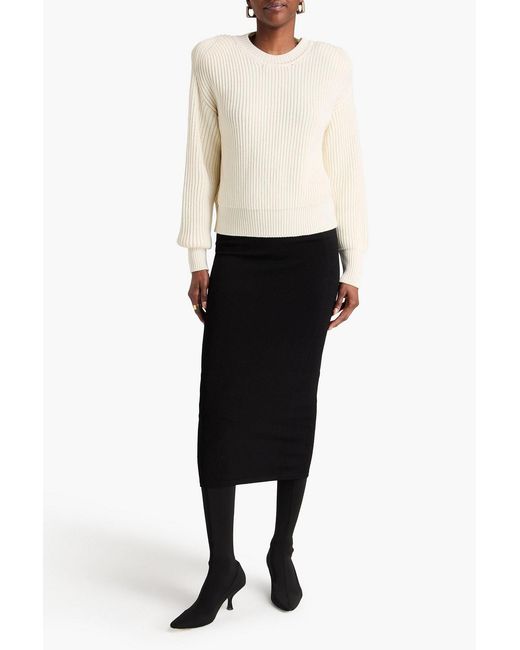 Wardrobe NYC White Ribbed Merino Wool Sweater