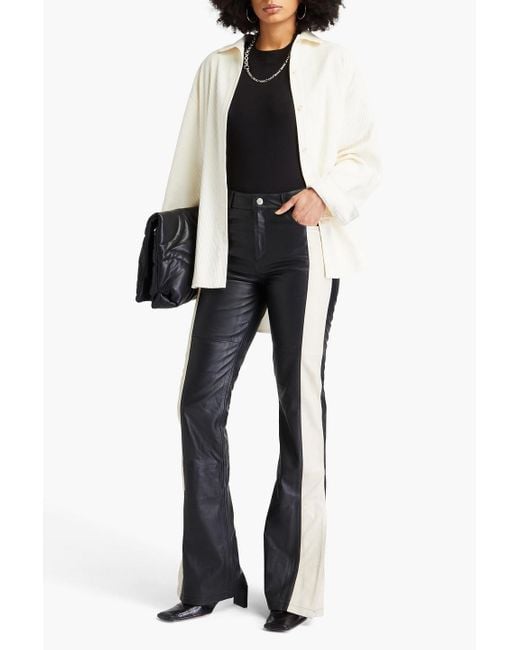 Deadwood Black Prance Two-tone Leather Flared Pants