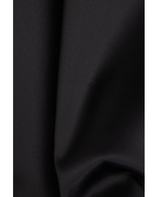 Ganni Black Bead-embellished Ruched Satin Halterneck Midi Dress
