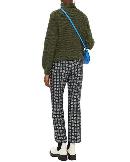Marni Gray Checked Jacquard Flared Pants