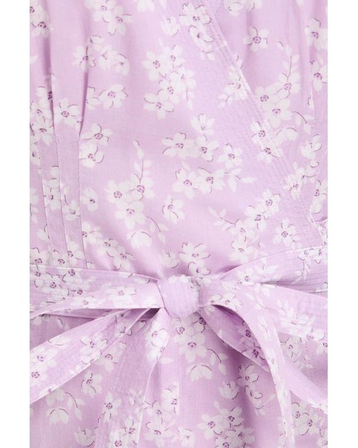 Polo Ralph Lauren Pink Floral-Print Cotton-Mousseline Mini Wrap Dress