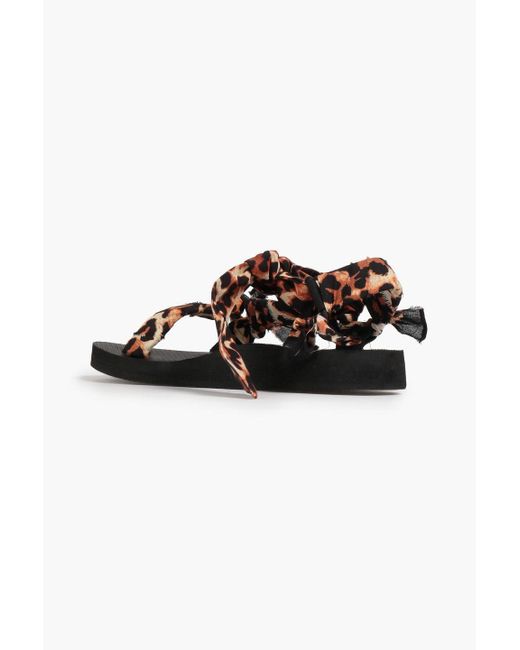 ARIZONA LOVE Black Trekky Leopard-print Canvas Sandals