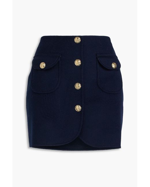 Sandro Blue Wool-Felt Mini Skirt