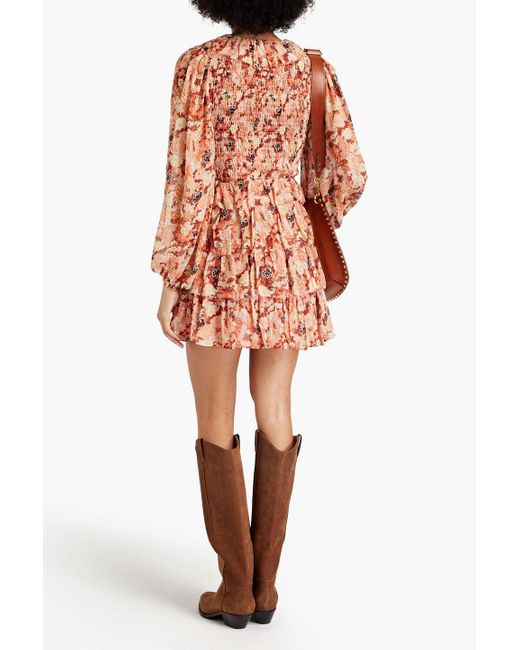 Ulla Johnson Pink Tamara minikleid aus einer seiden-lurex®-mischung mit metallic-fil-coupé und floralem print