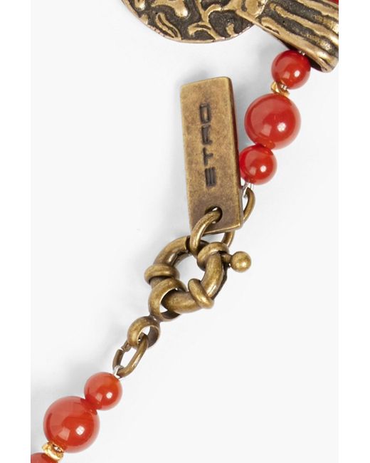Etro Red Gold-tone Beaded Necklace
