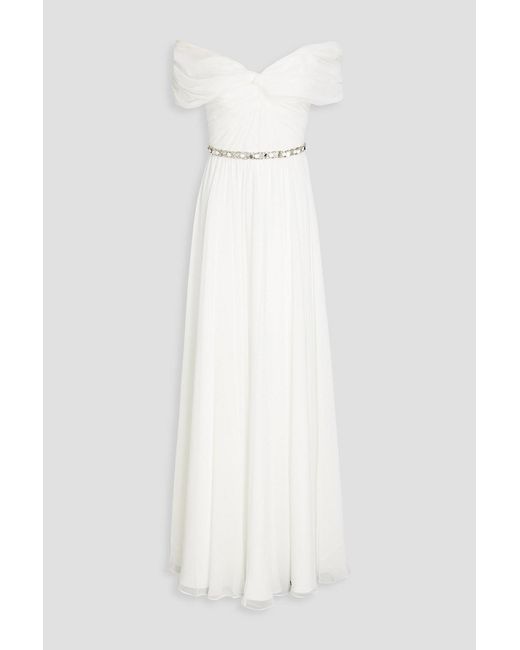 Jenny Packham White Crystal-embellished Chiffon Bridal Gown