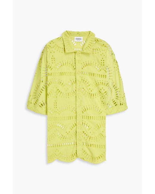 Charo Ruiz Yellow Isma Scalloped Broderie Anglaise Shirt