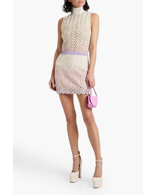 Missoni Pink Crochet-knit Wool-blend Mini Skirt