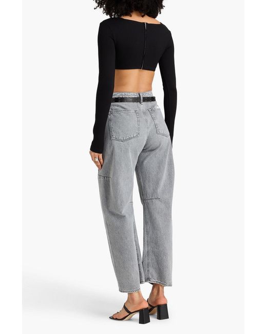 Rag & Bone Gray Charlie High-Rise Barrel-Leg Jeans
