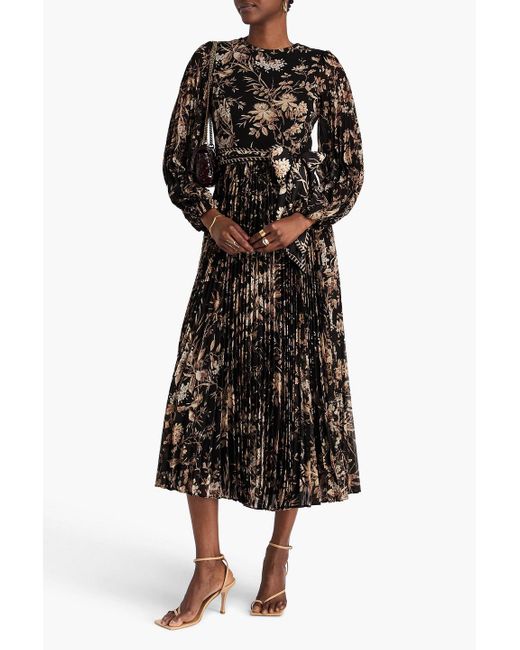 zimmermann golden pleated slip midi-dress Awaken Metallic Gold Ruffled Knit Midi Dress main image 1