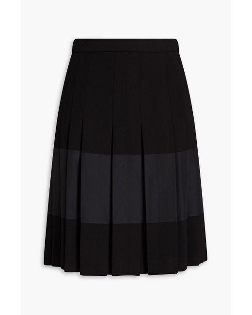 RED Valentino Black Pleated Paneled Crepe Skirt