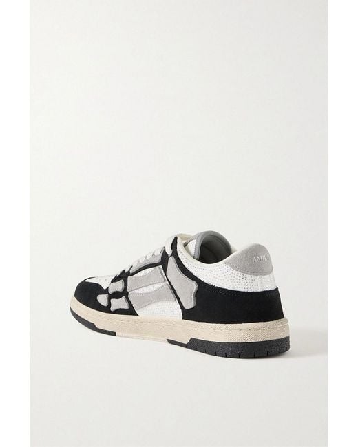 Amiri Black Skel-Top Suede-Trimmed Crystal-Embellished Leather Sneakers for men