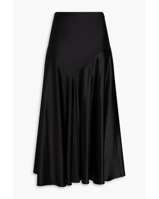 Co. Black Silk-Satin Midi Skirt