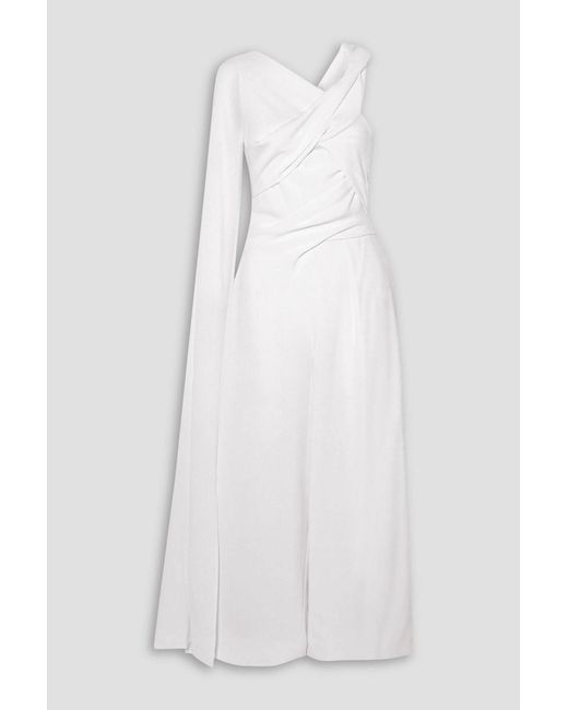 Talbot Runhof White Sina jumpsuit aus crêpe mit raffungen und cape-effekt