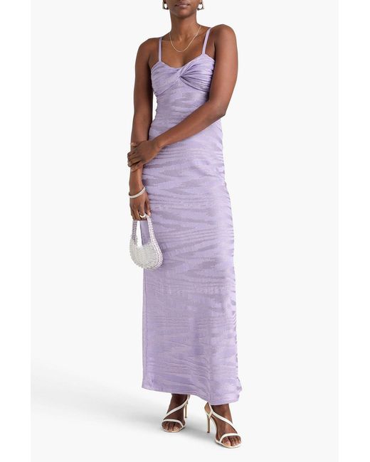 Missoni Purple Metallic Crochet-Knit Maxi Dress