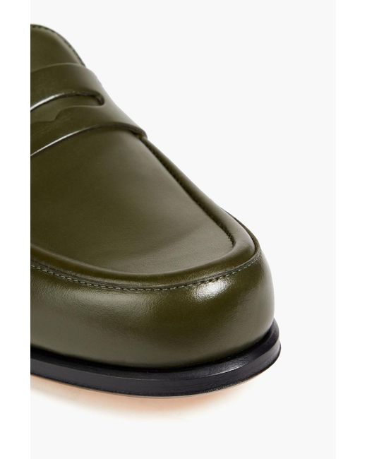 Sergio Rossi Green Leather Loafers