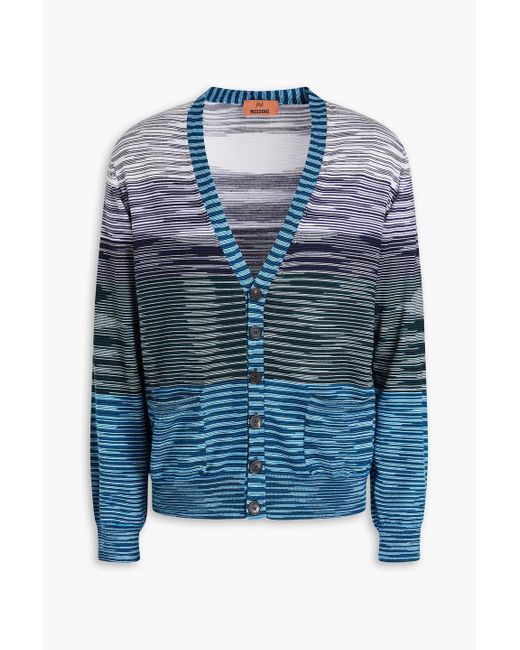 Missoni Blue Spaced-dyed Wool Cardigan for men