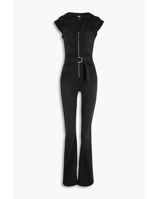 PAIGE Black Laurel Canyon Belted Denim Jumpsuit
