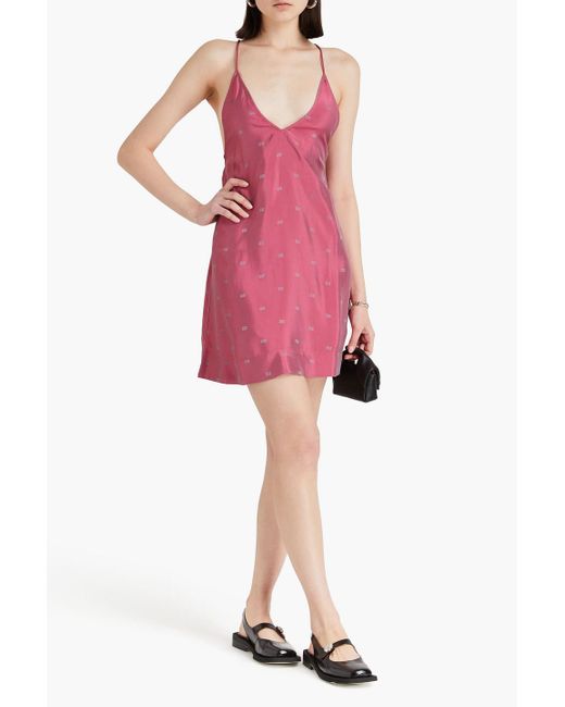 Ganni Pink Slip dress aus jacquard in minilänge