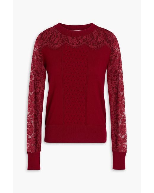 Red lace jumper new arrivals