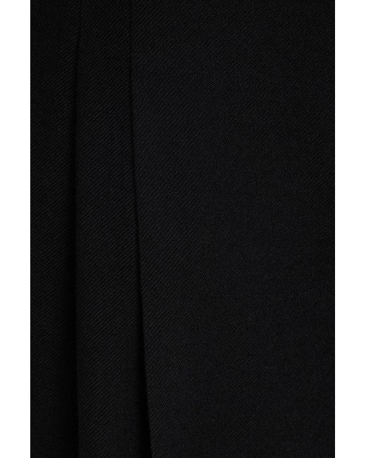TOVE Black Robena Pleated Wool-Tweed Tapered Pants