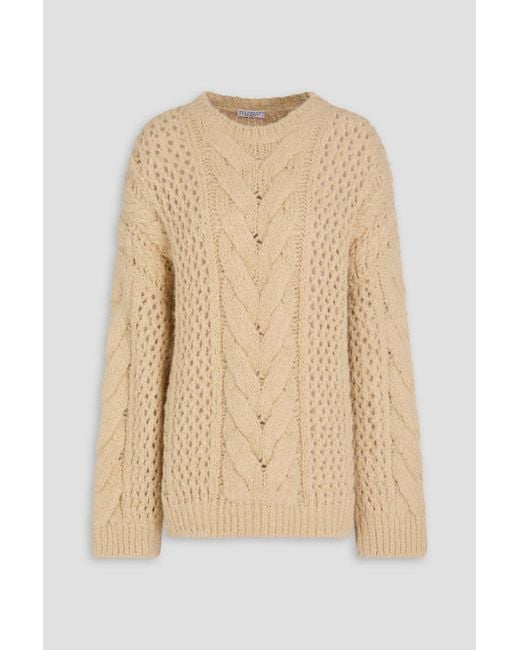 Brunello Cucinelli Natural Cable-Knit Alpaca-Blend Sweater