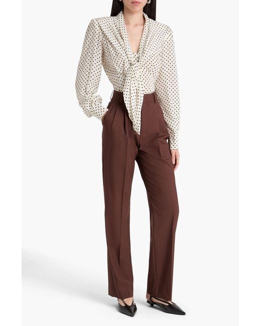 ARMARIUM Brown Celia Pleated Wool Straight-leg Pants
