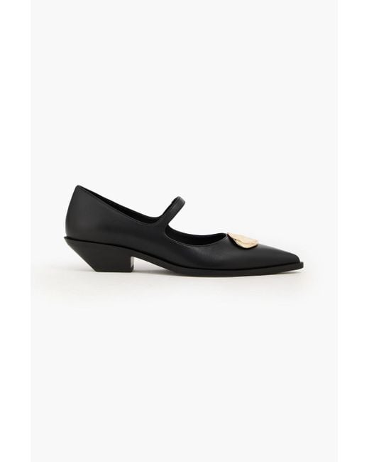 Stine Goya Black Ergo Stone Embellished Leather Mary Jane Pumps