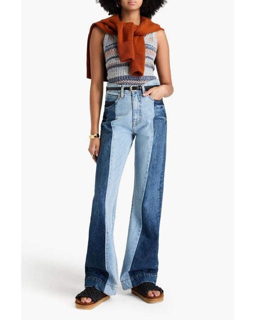 FRAME Blue Atelier Patchwork High-rise Bootcut Jeans