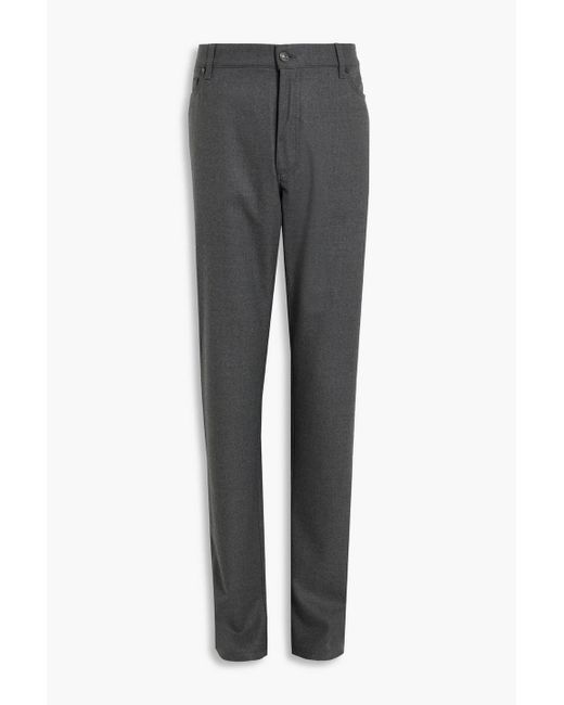 Zegna Gray Wool-Blend Flannel Pants for men