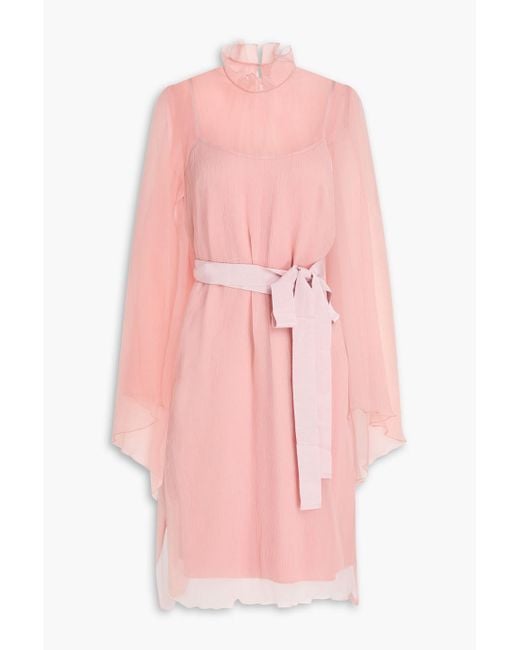 Max Mara Pink Alma drapiertes kleid aus seidenkrepon mit gürtel