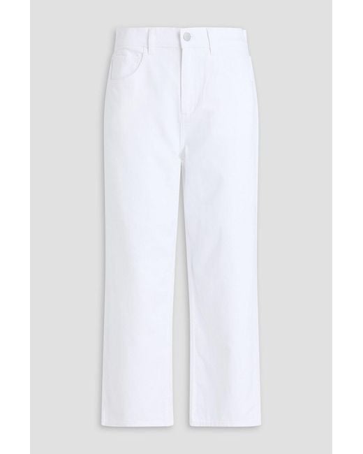 Theory White Cropped High-Rise Straight-Leg Jeans