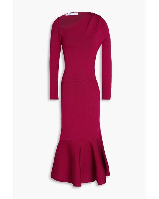 Safiyaa Red Annabel Cutout Ponte Midi Dress