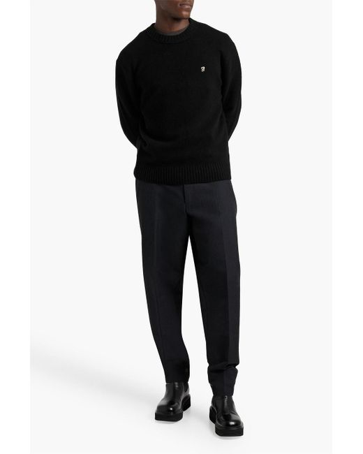 FRAME Black Embroidered Cashmere Sweater for men