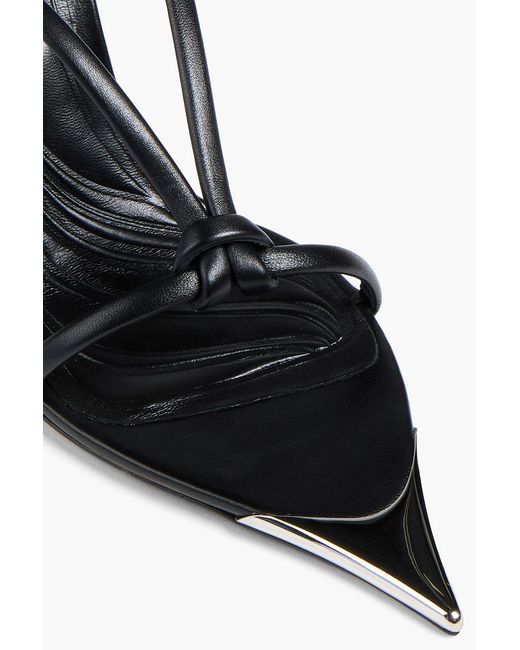 Mugler Black Knotted Leather Mules