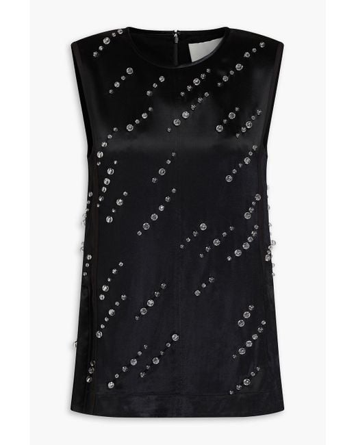 3.1 Phillip Lim Black Bead-Embellished Satin Top
