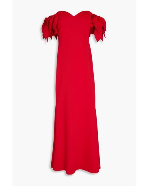 Badgley Mischka Red Embellished Scuba Gown