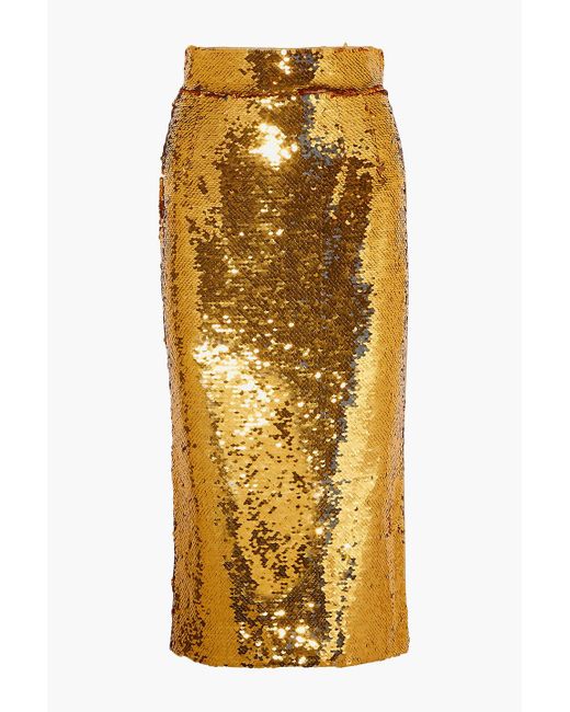 Dolce & Gabbana Metallic Sequined Tulle Midi Skirt