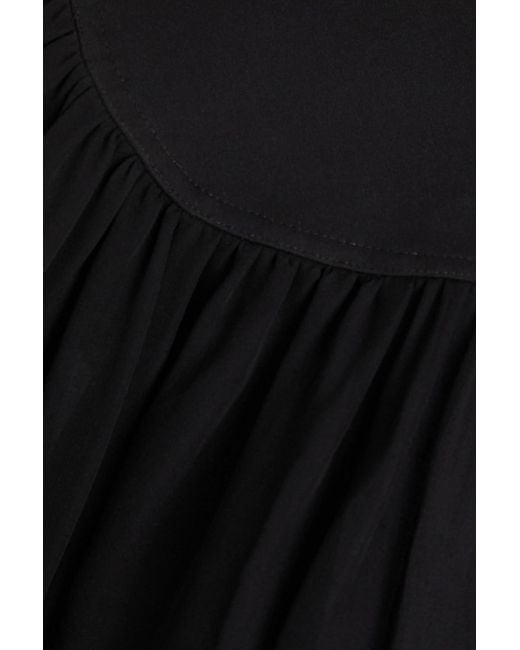 Wardrobe NYC Black Gathered Silk-Crepe Mini Dress